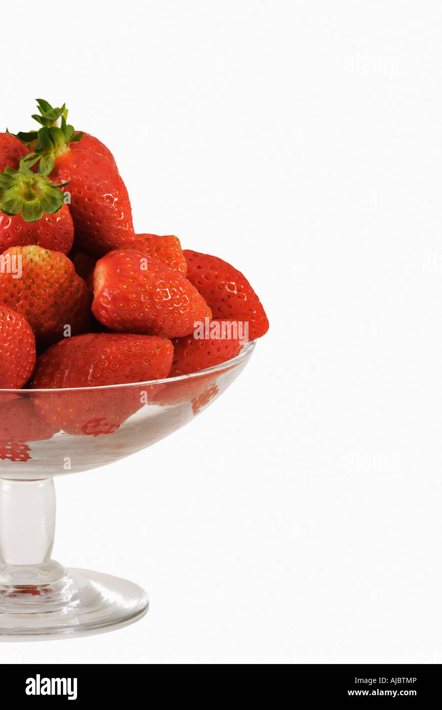 Erdbeeren in eine Glasschüssel Dessert Stockfoto