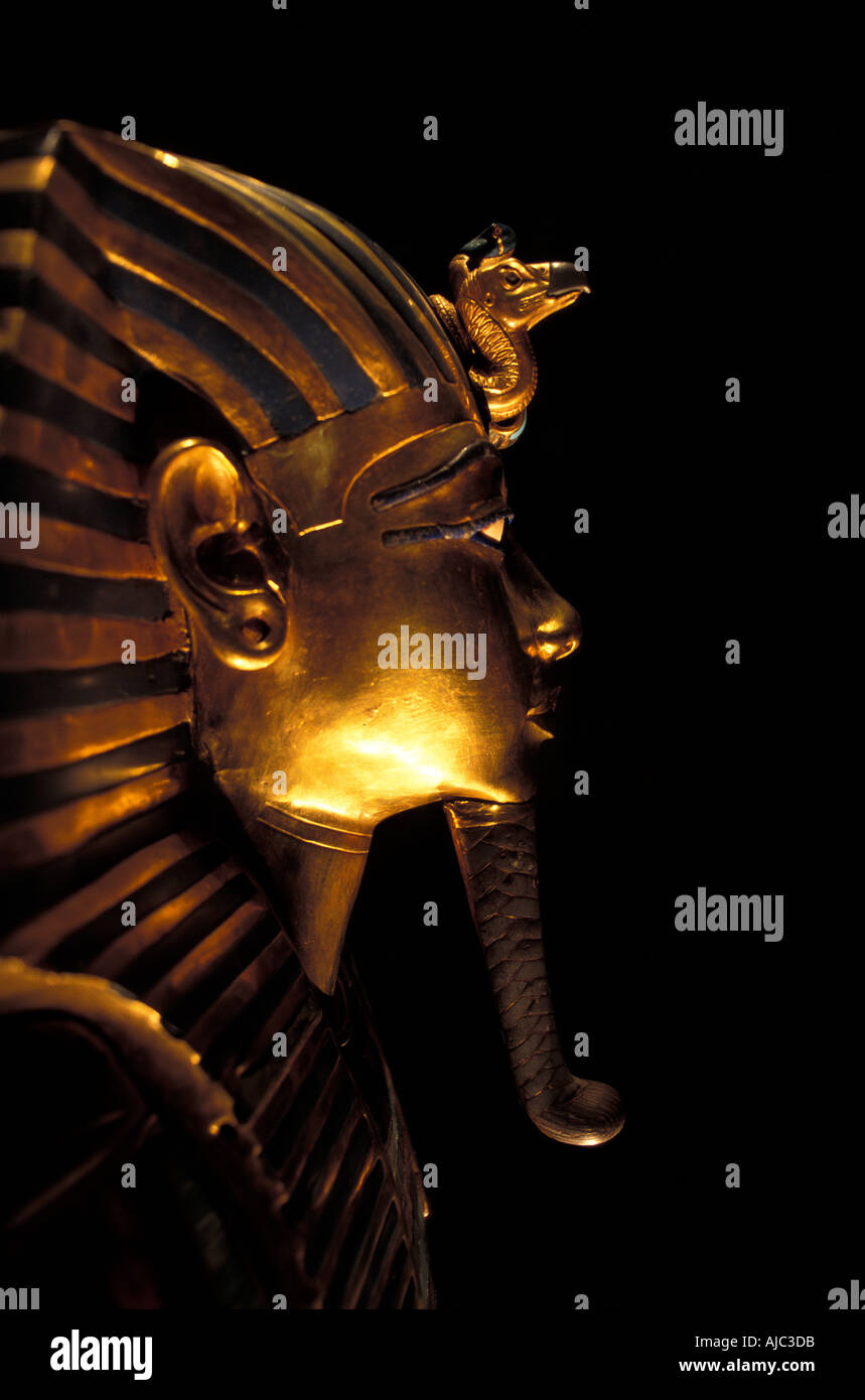 Tutanchamun s goldene Totenmaske Profil Kairo Ägypten Stockfoto