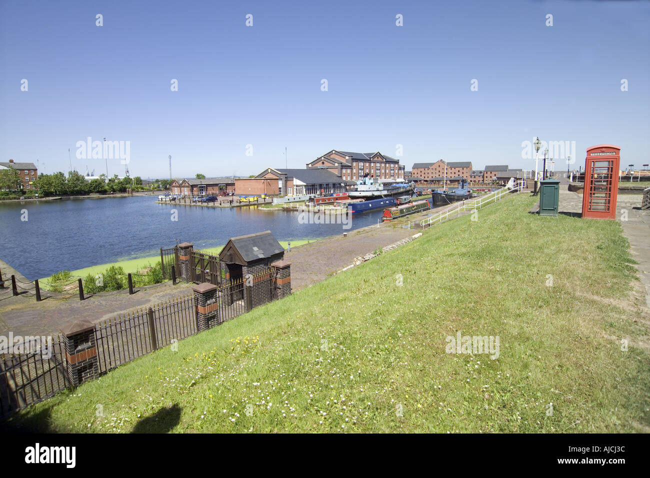 Schiff Museum Ellesmere Port Cheshire UK Hafen Becken Weitwinkel Stockfoto