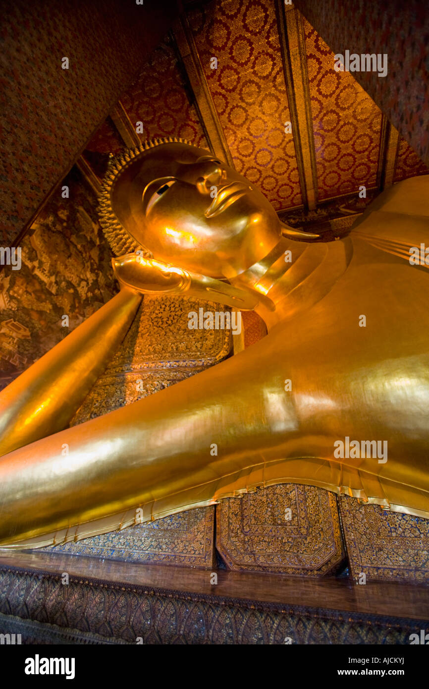 Liegender Buddha Wat Po Bangkok Thailand Stockfoto