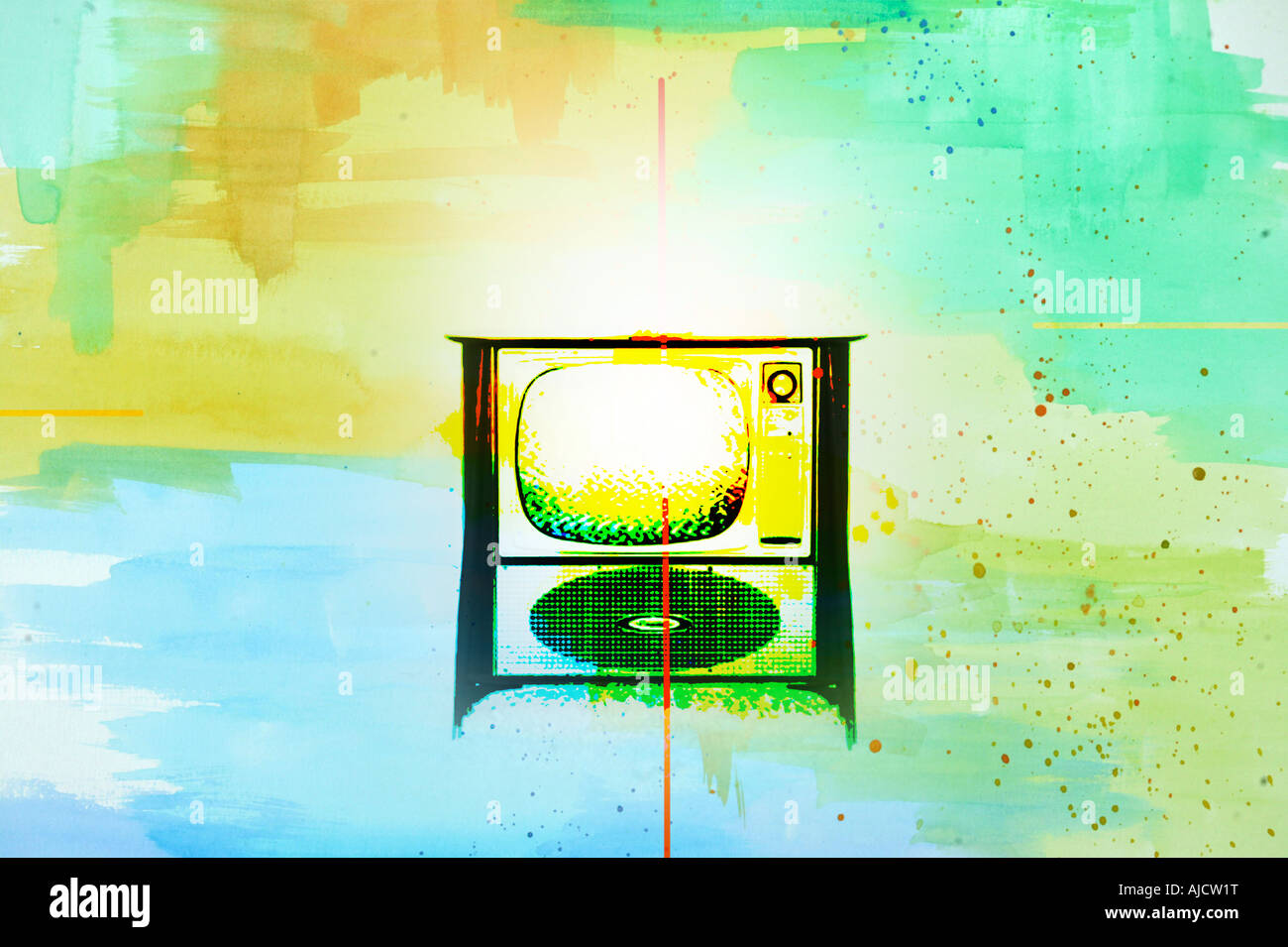 Vintage Antik Vintage alt tv Fernsehen in surreale Foto illustration Stockfoto