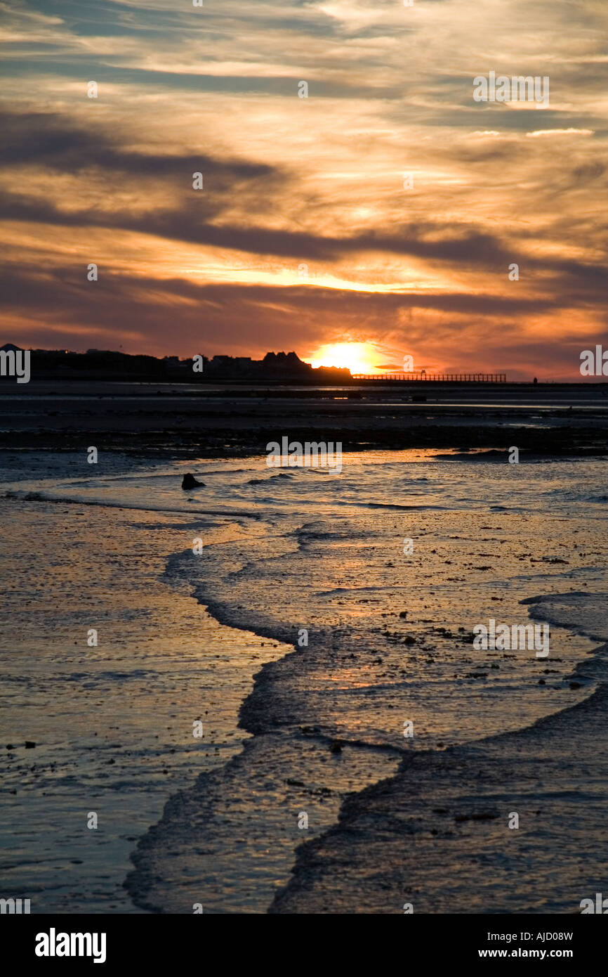 Sonnenuntergang in Lion-Sur-Mer Stockfoto