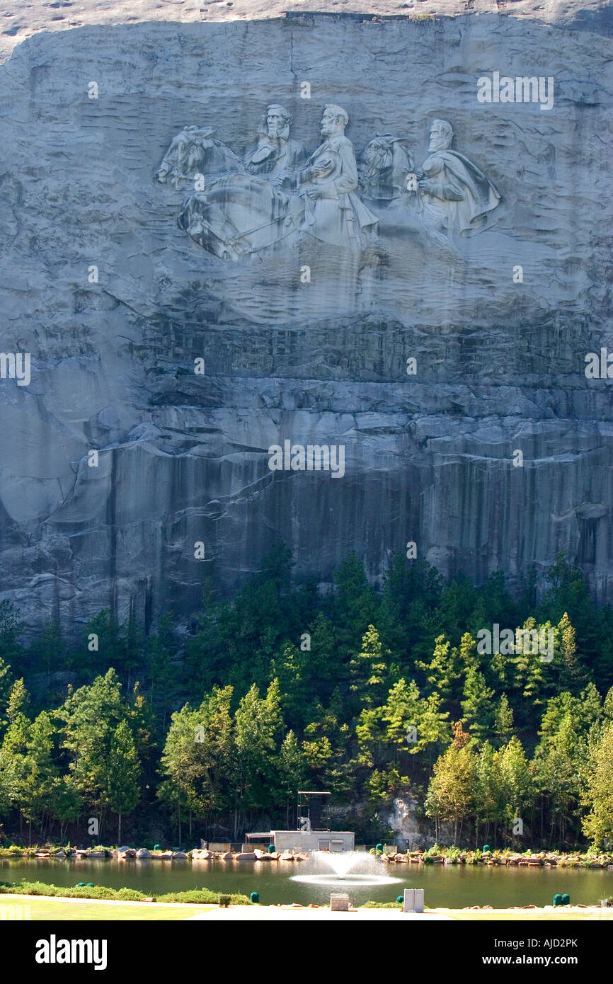 Schnitzen von Stonewall Jackson Robert E Lee und Jefferson Davis am Stone Mountain, Georgia Stockfoto