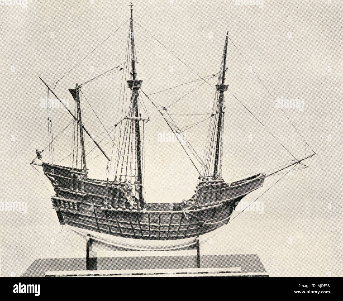 Portugiesische Carrack aus dem 15. Jahrhundert. Stockfoto