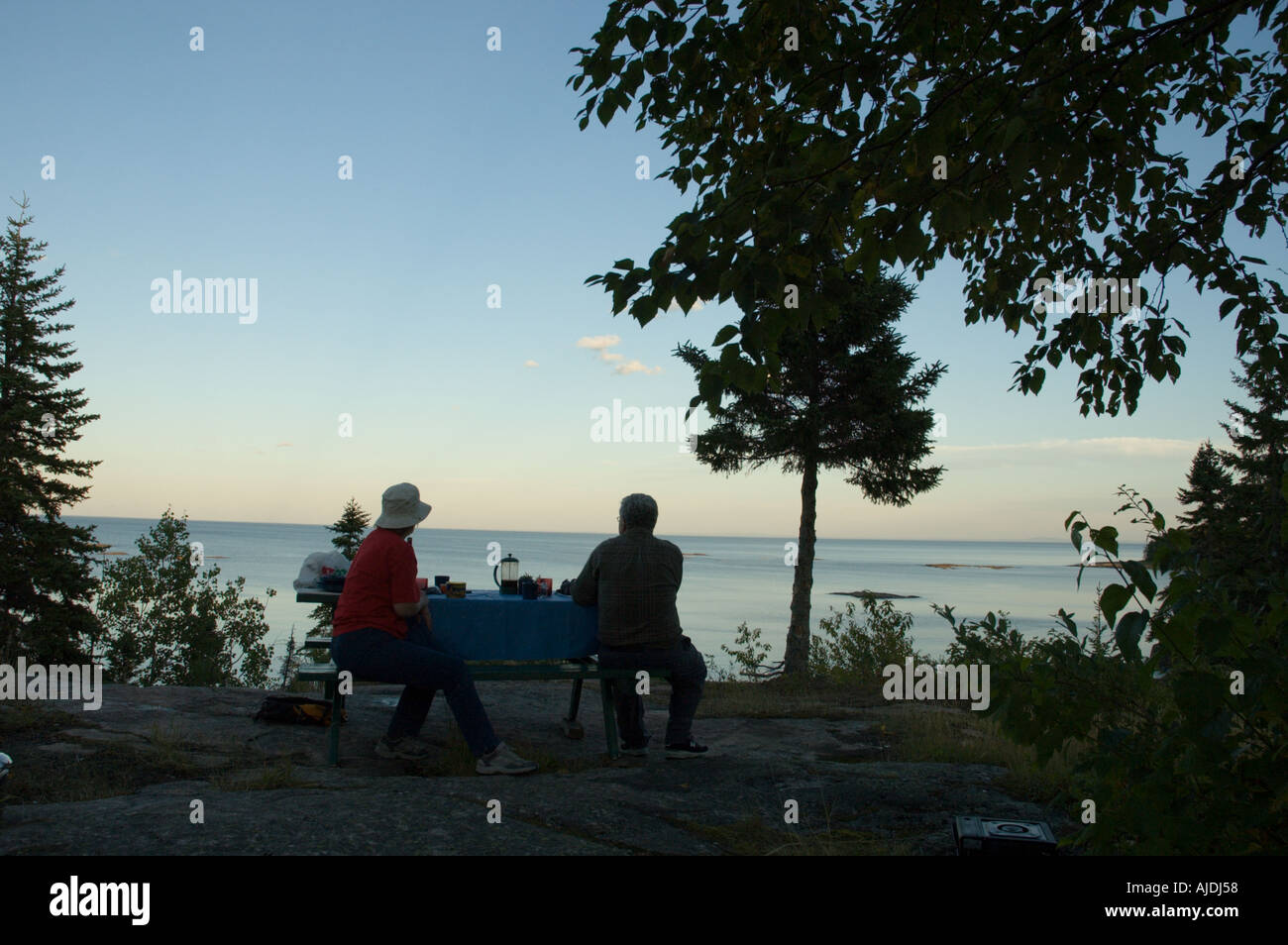 Pickncik in der Nähe von Wasser bei Sonnenuntergang Papinachois Quebec Kanada Sommer 2005 Stockfoto