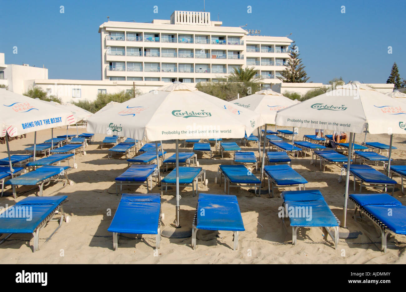 Vassos Nissi Plage Hotel Strand Ayia Napa auf der Mittelmeer Insel Zypern EU Stockfotografie Alamy