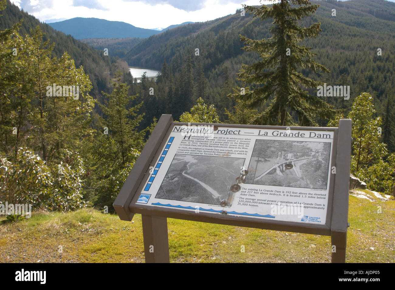 Nisqually River Drainage und dam Stockfoto