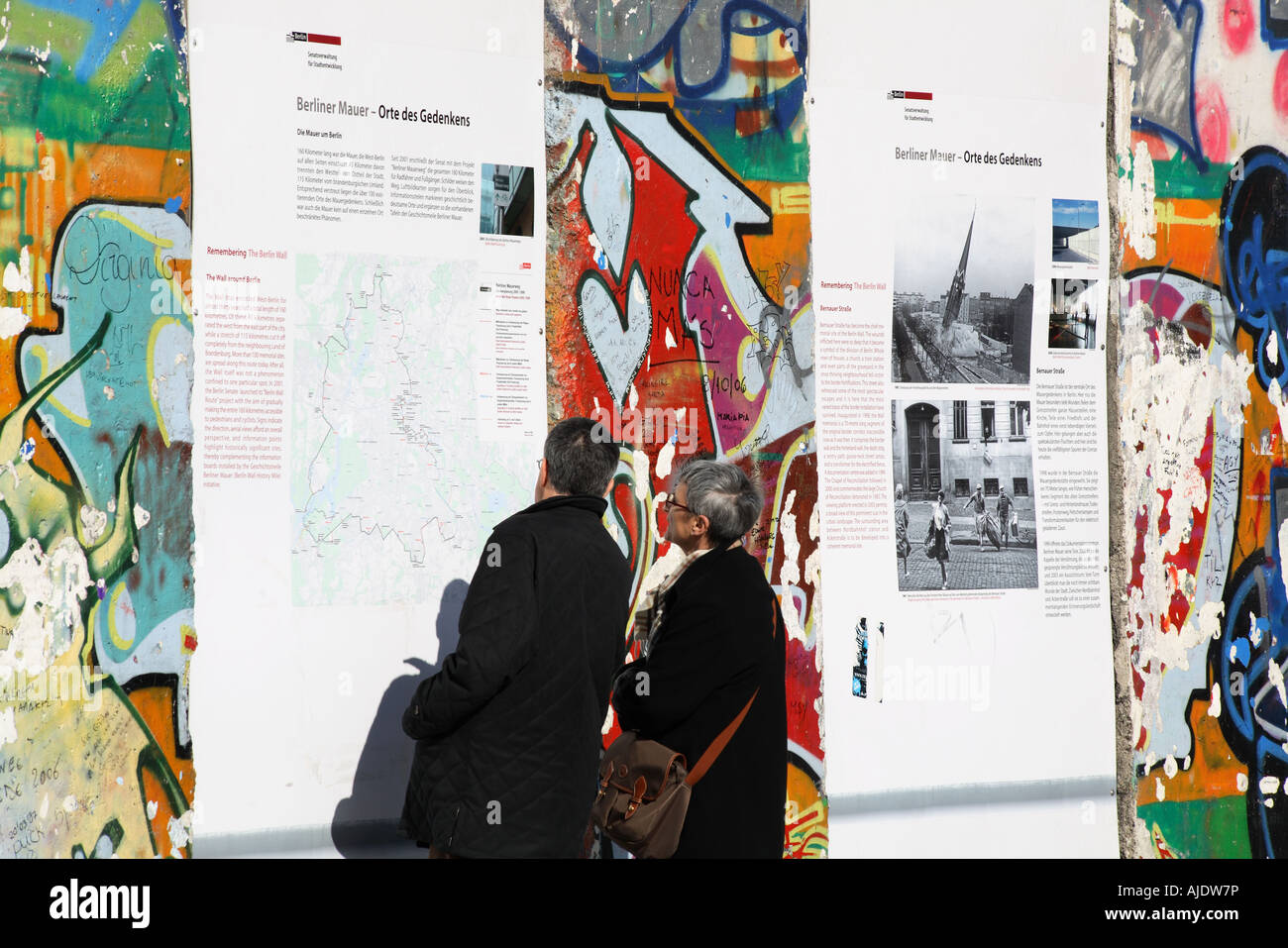 Berlin Mitte der Potsdamer Platz Berliner Mauer die Mauer-Informationen Stockfoto