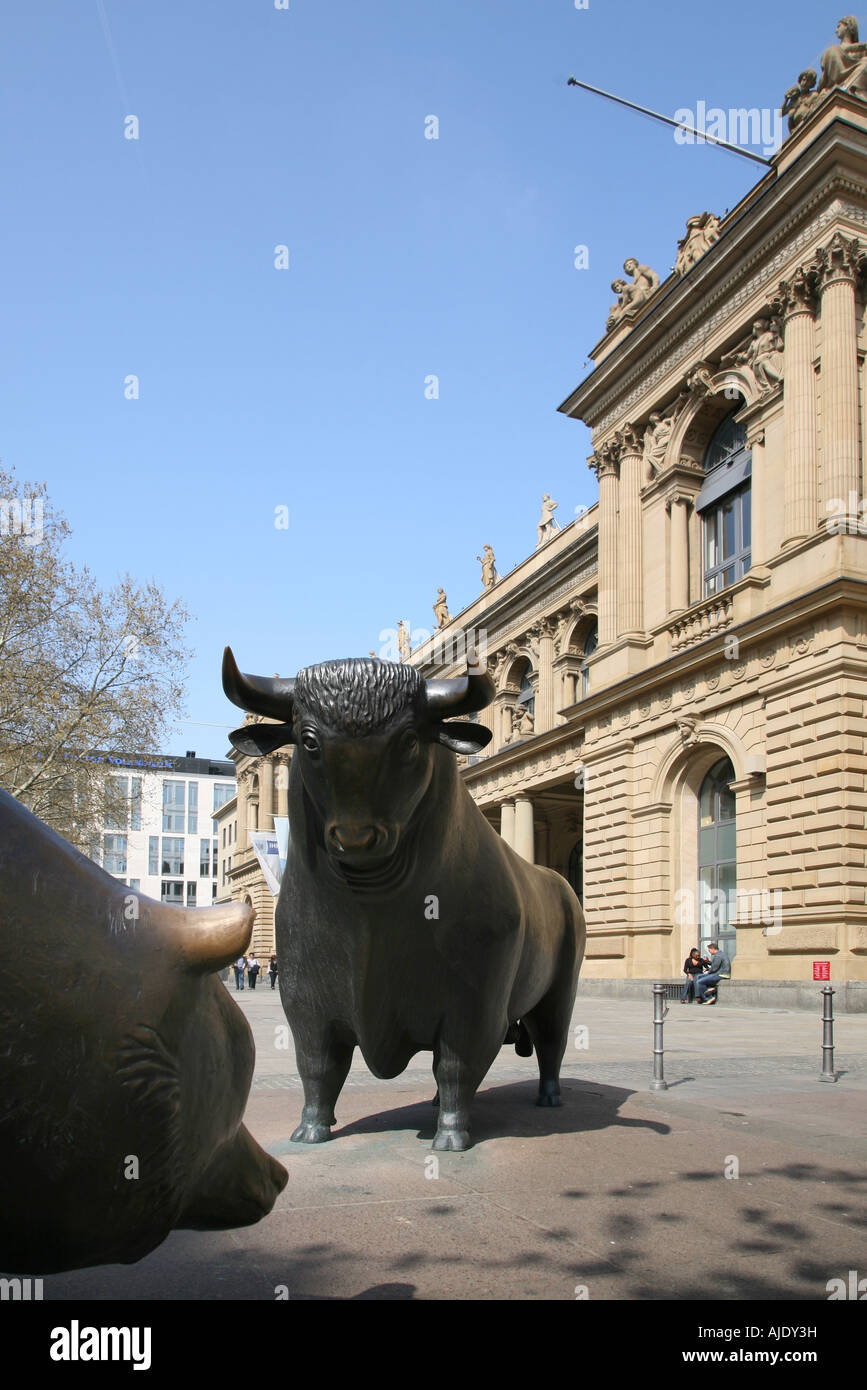 Hessen Hessen Frankfurt Am Main Boerse Börse Bulle Stier Und und Bär Stockfoto