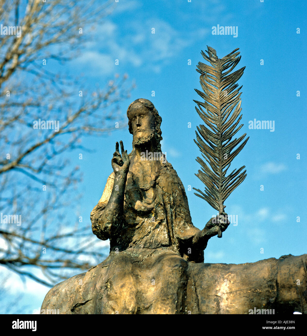 Statue von Jesus Christus auf einem Esel in Oberammergau Bayern Deutschland Europa EU Stockfoto