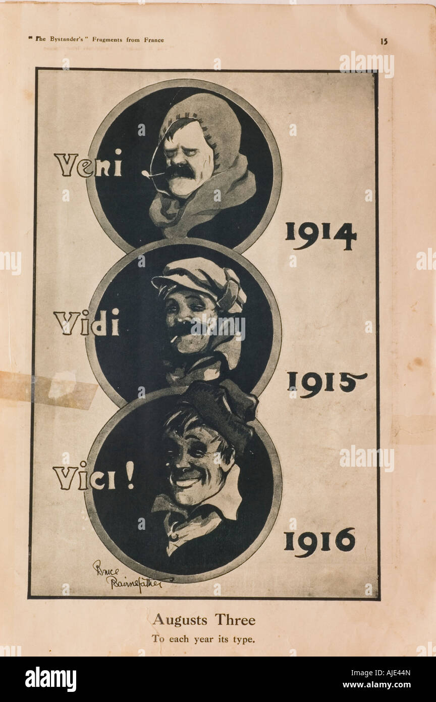 Veni Vidi Vici kam sah erobert WW1 Cartoon. Eine Vorhersage des frühen Ende des Weltkrieges. Stockfoto