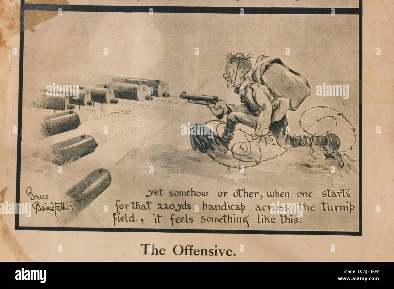 WW1 Cartoon Armee Helm siehe auch Bild AJEG1H Stockfoto