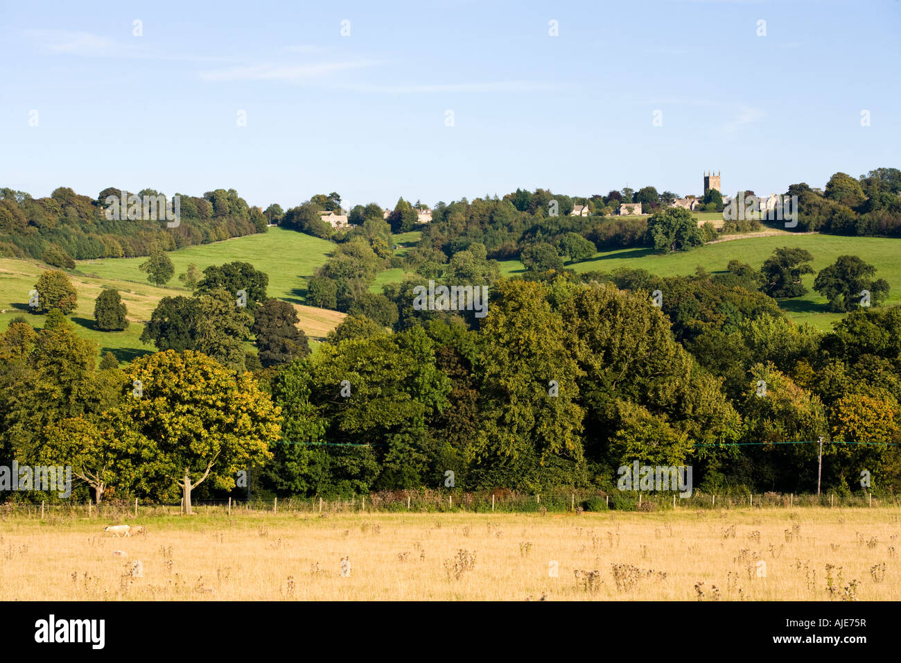 Die Cotswold Stadt Stow auf die würde, Gloucestershire zeigt seine Spitzenposition Hügel Stockfoto