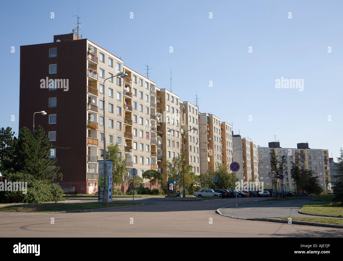 Mehrfamilienhäusern Wohnungen Plzen Tschechien Stockfoto