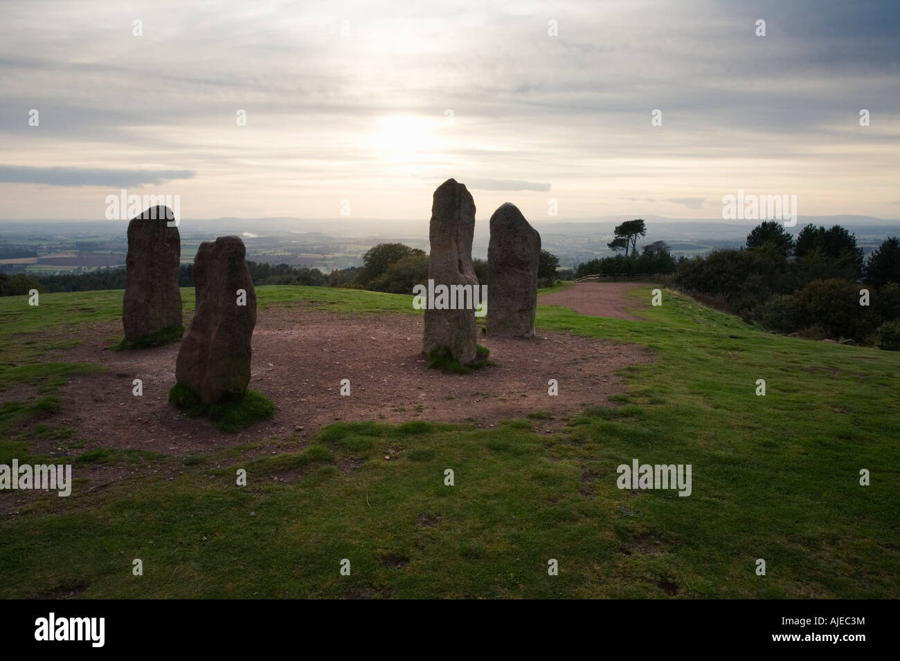 Die vier Steinen höchsten Punkt der Clent Hügel in der Nähe von Birmingham Worcestershire England Stockfoto