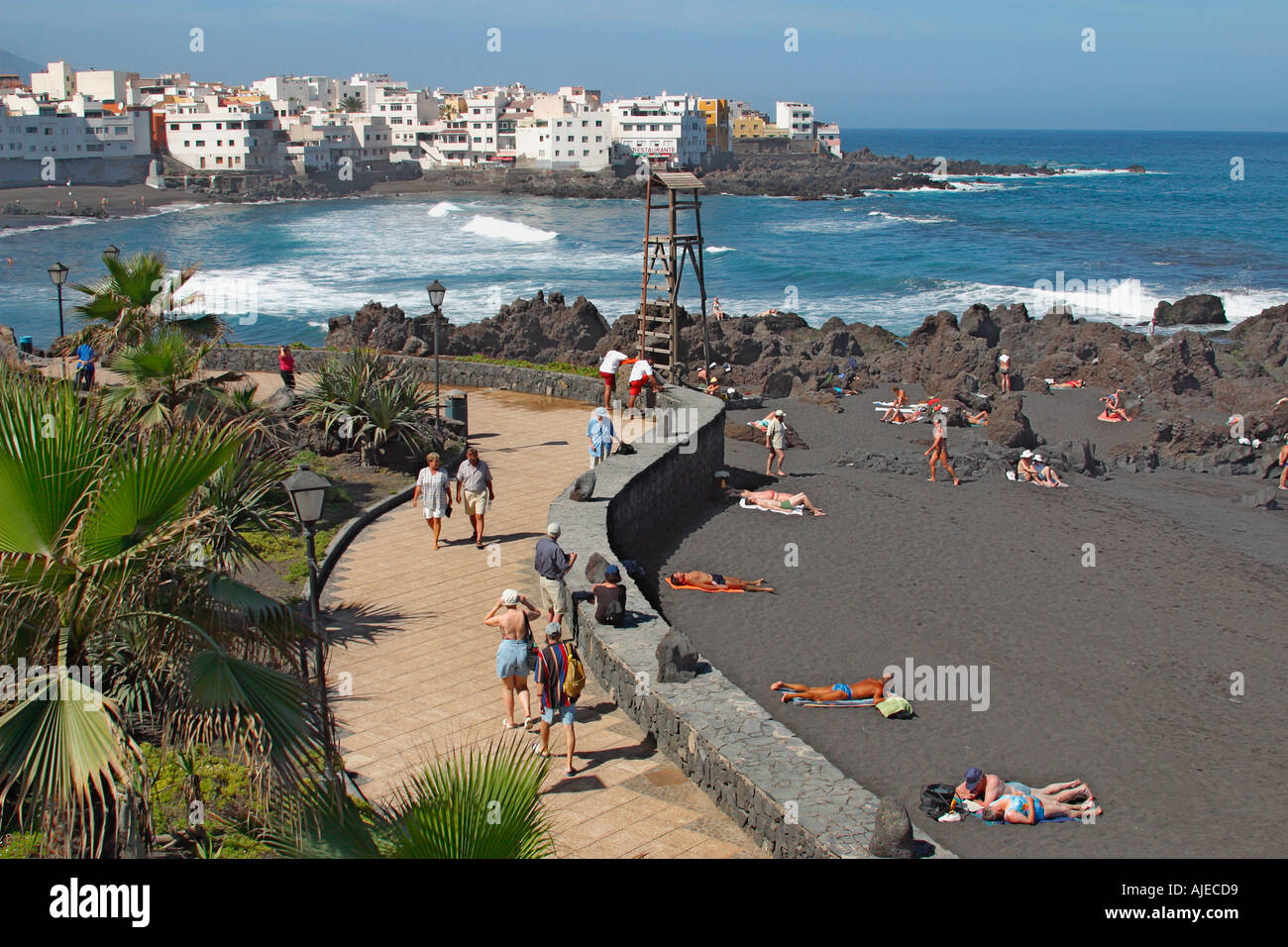 Playa Jardin Strand, Puerto De La Cruz, Teneriffa, Kanarische Inseln, Spanien Stockfotografie Playa Jardin Strand, Puerto De La Cruz, Teneriffa, Kanarische Inseln, Spanien Stockfotografie