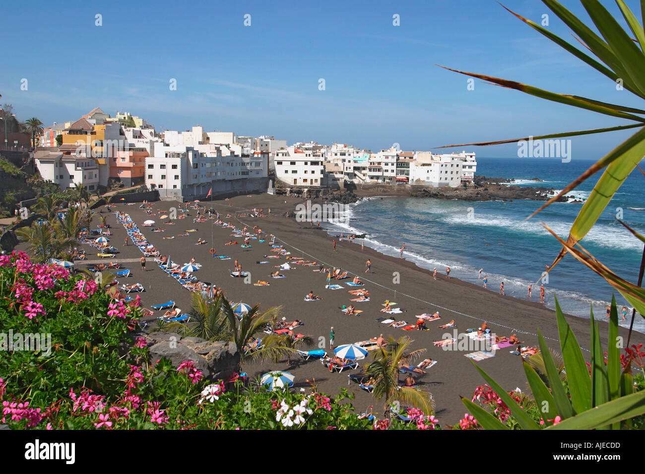 Playa Jardin Strand, Puerto De La Cruz, Teneriffa, Kanarische Inseln,  Spanien Stockfotografie - Alamy