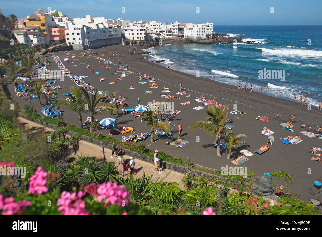 Playa Jardin Strand, Puerto De La Cruz, Teneriffa, Kanarische Inseln,  Spanien Stockfotografie - Alamy