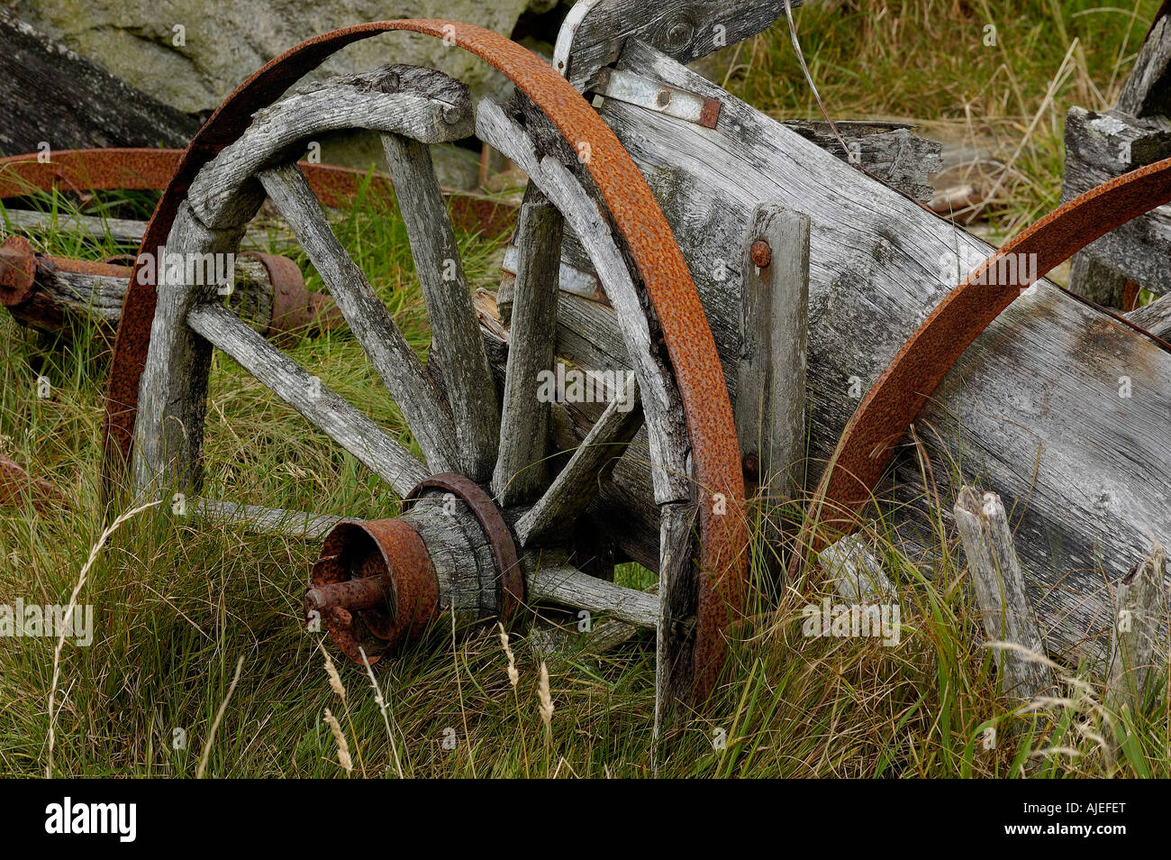 Alte Horsewaggon verwendet von einem Landwirt bei Haga auf der Insel Karmøy, Norwegen Stockfoto