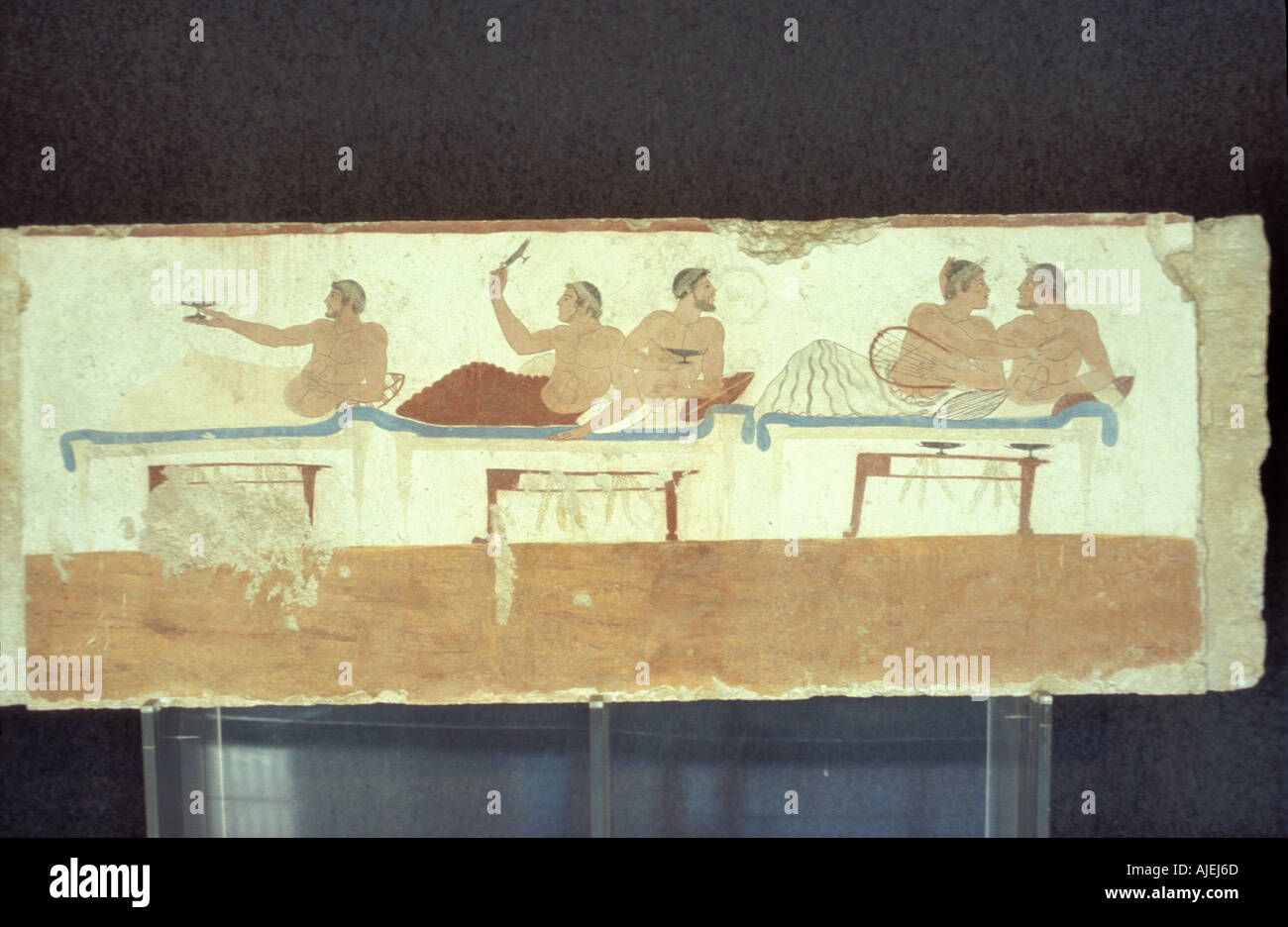 Paestum Funerary Gemälde Fresken aus dem Grab des Tauchers im museum Stockfoto