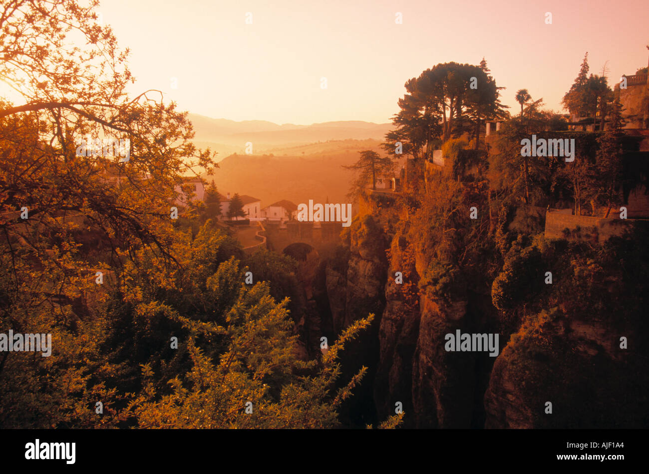 Ronda-Brücke und El Tajo Schlucht Malaga Andalusien Spanien Stockfoto
