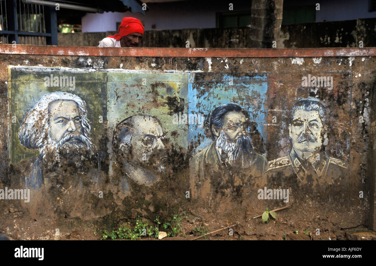 Südindien Kerala Calicut kommunistischen Poster Stockfoto