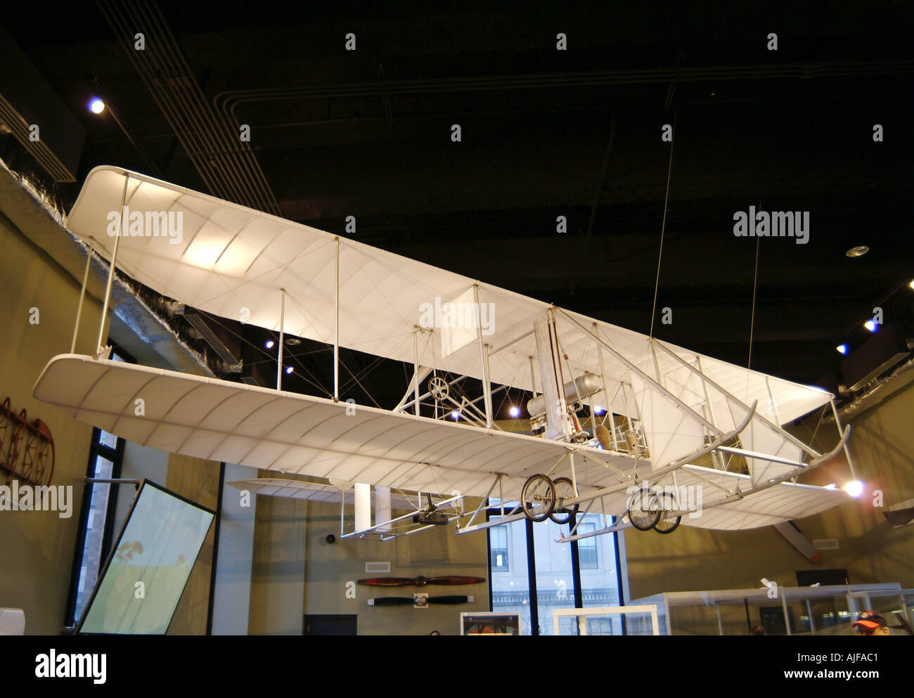 Wright Flyer Kitty Hawk Flugzeug, Mans Erstflug Stockfoto