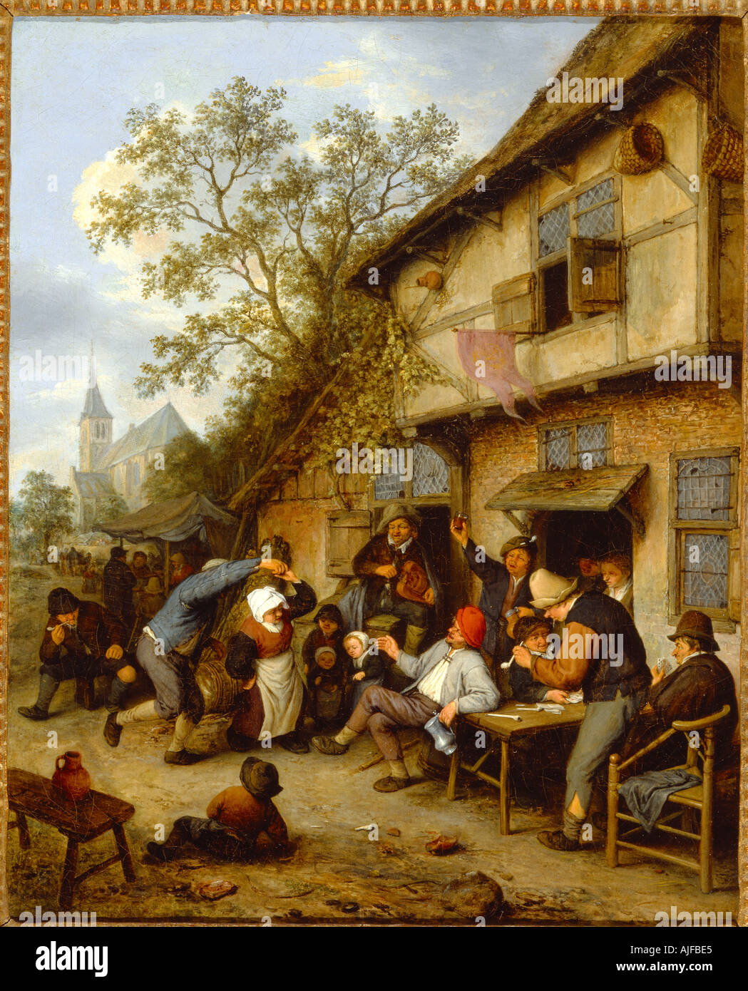 Bauern LUSTBARKEITEN draußen AN INN von Adriaen van Ostade 1610 1685 bei Ascott Buckinghamshire Stockfoto