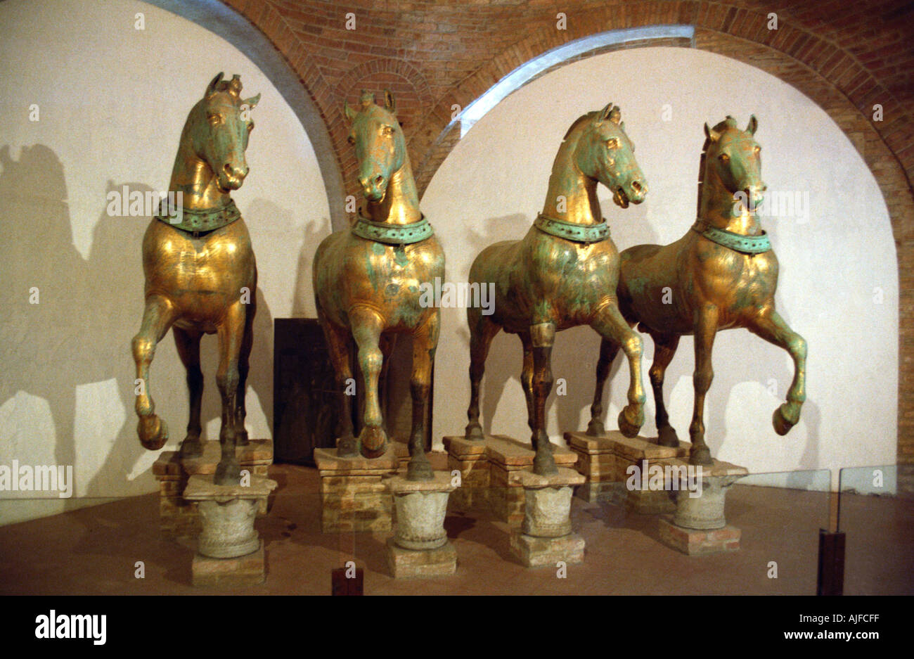 Die Bronzene Pferde der Markusplatz Venedig 2004 Stockfoto