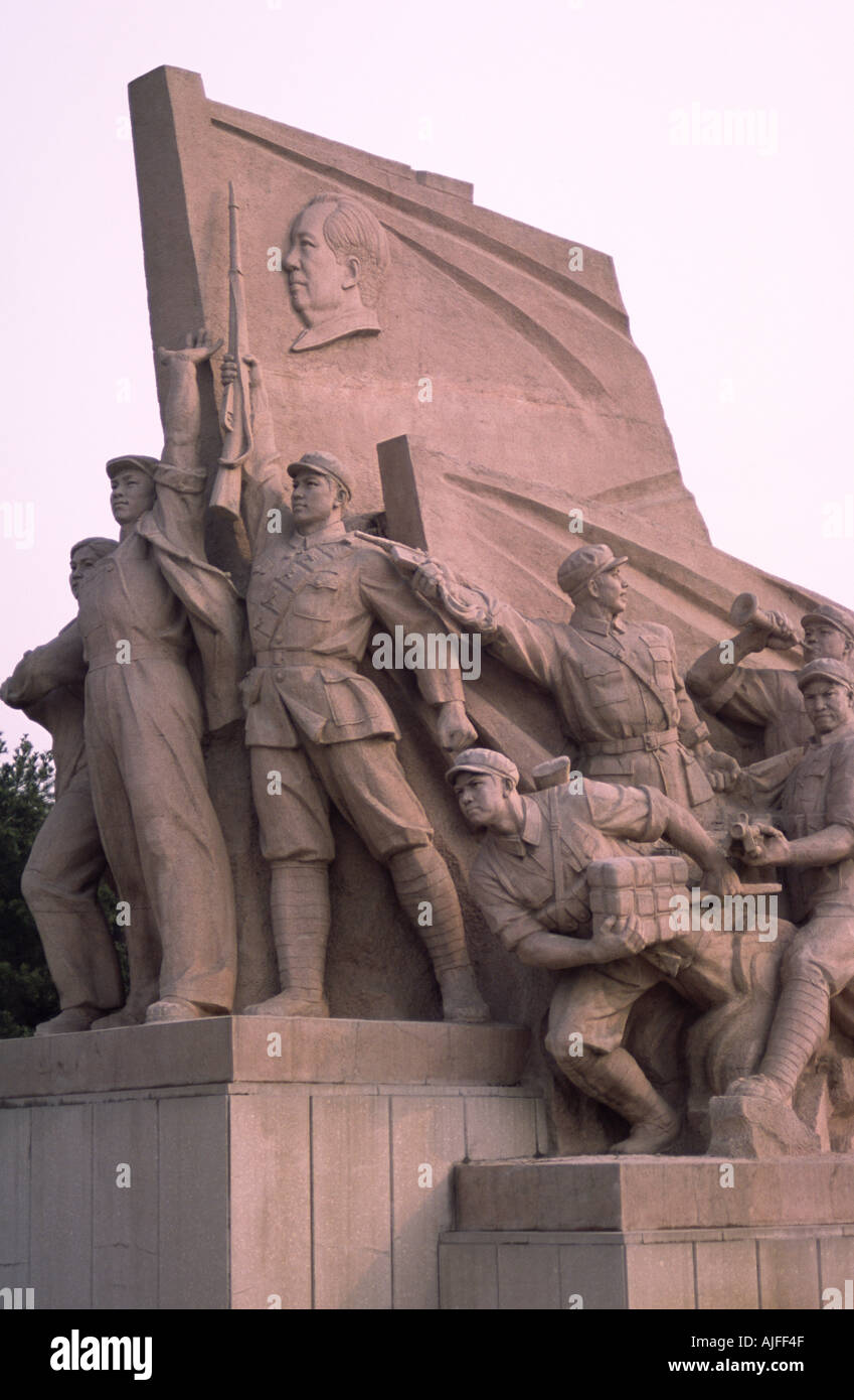 Statue: Tiananmen Square Peking China Stockfoto