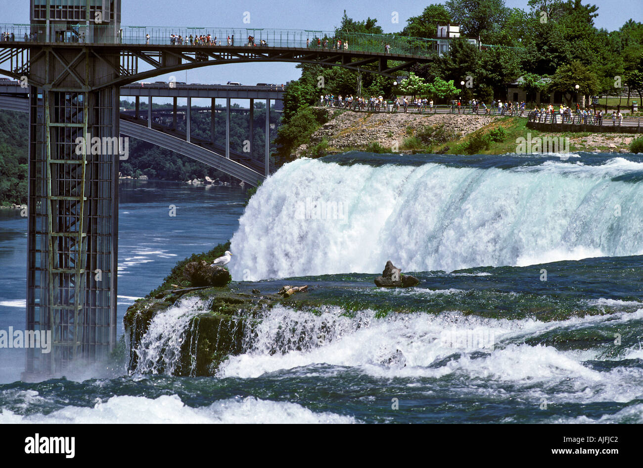 Die amerikanischen Wasserfälle auf Niagara Falls NY Stockfoto
