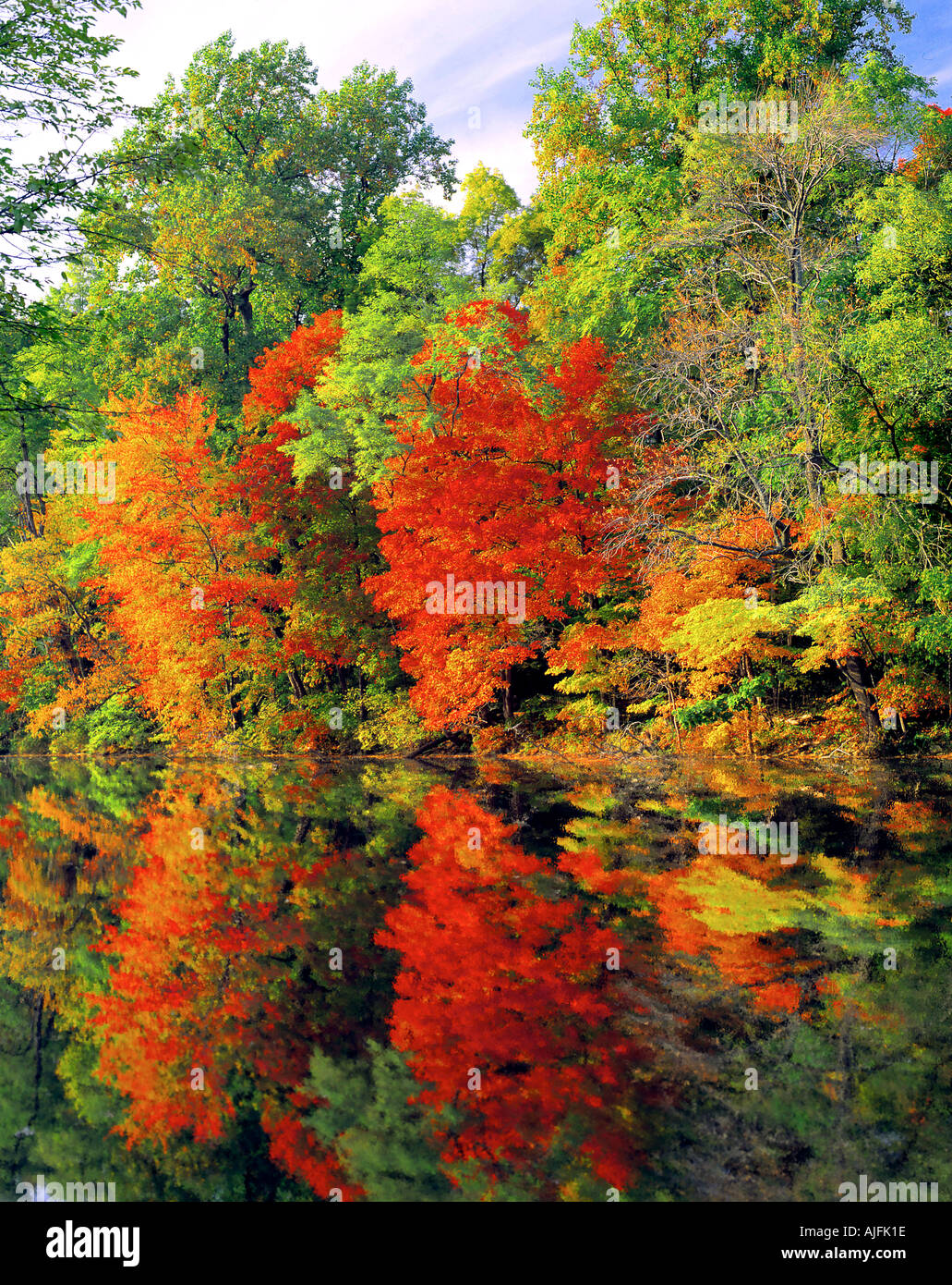 Herbst Reflexionen an Speedwell Teich NJ Stockfoto