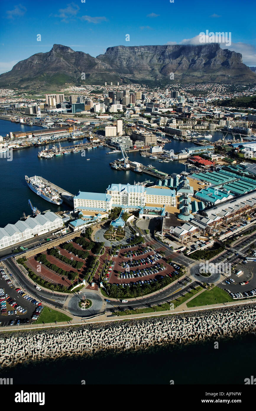 Luftbild von der Victoria Alfred Waterfront eines Kapstadt Stockfoto