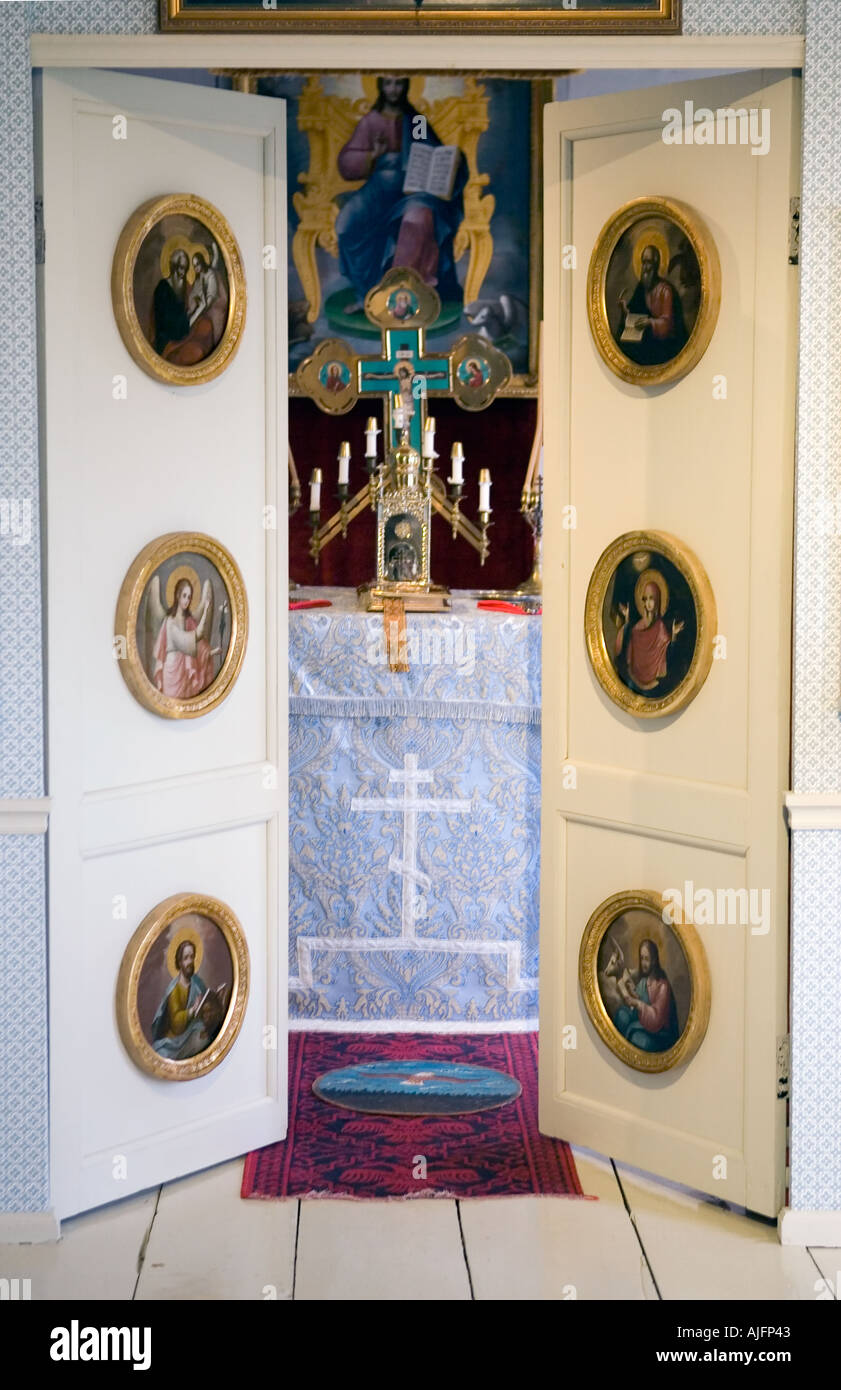 Das russische Bischof-Haus ist das älteste intakte russische Gebäude in Sitka, Alaska. Erbaut im Jahre 1842 von dem russischen amerikanischen Unternehmen. Stockfoto