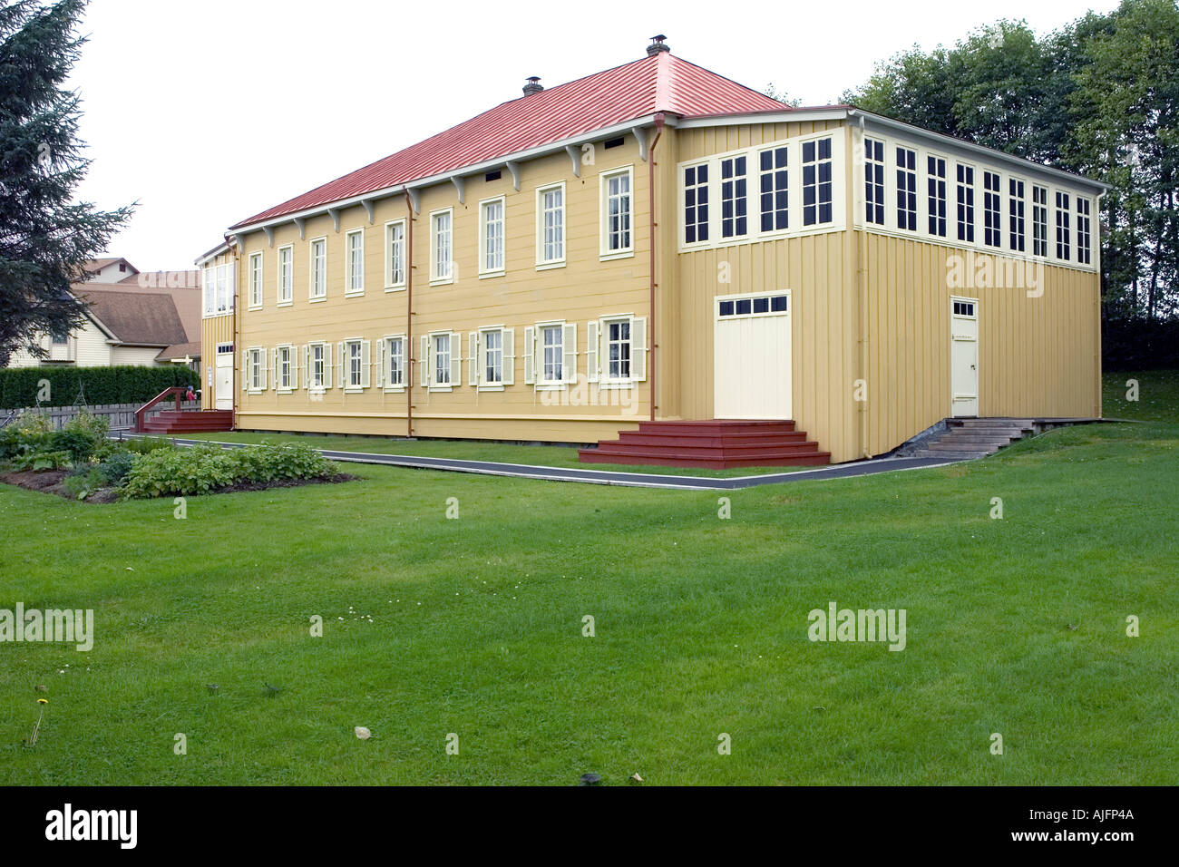 Das russische Bischof-Haus ist das älteste intakte russische Gebäude in Sitka, Alaska. Erbaut im Jahre 1842 von dem russischen amerikanischen Unternehmen. Stockfoto
