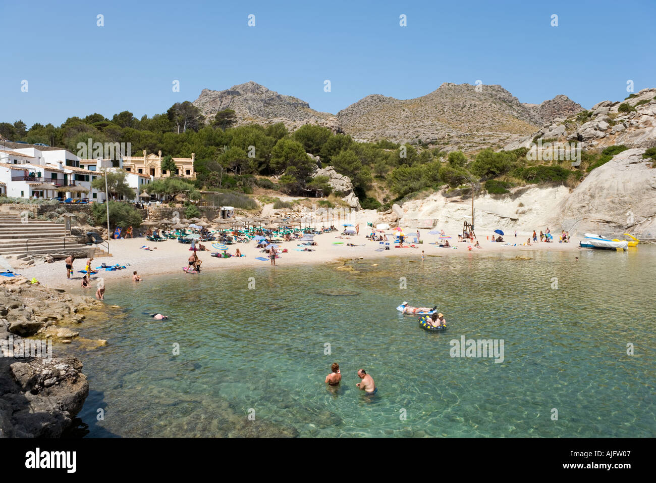 Strand, Cala San Vicente, Mallorca, Spanien Stockfoto