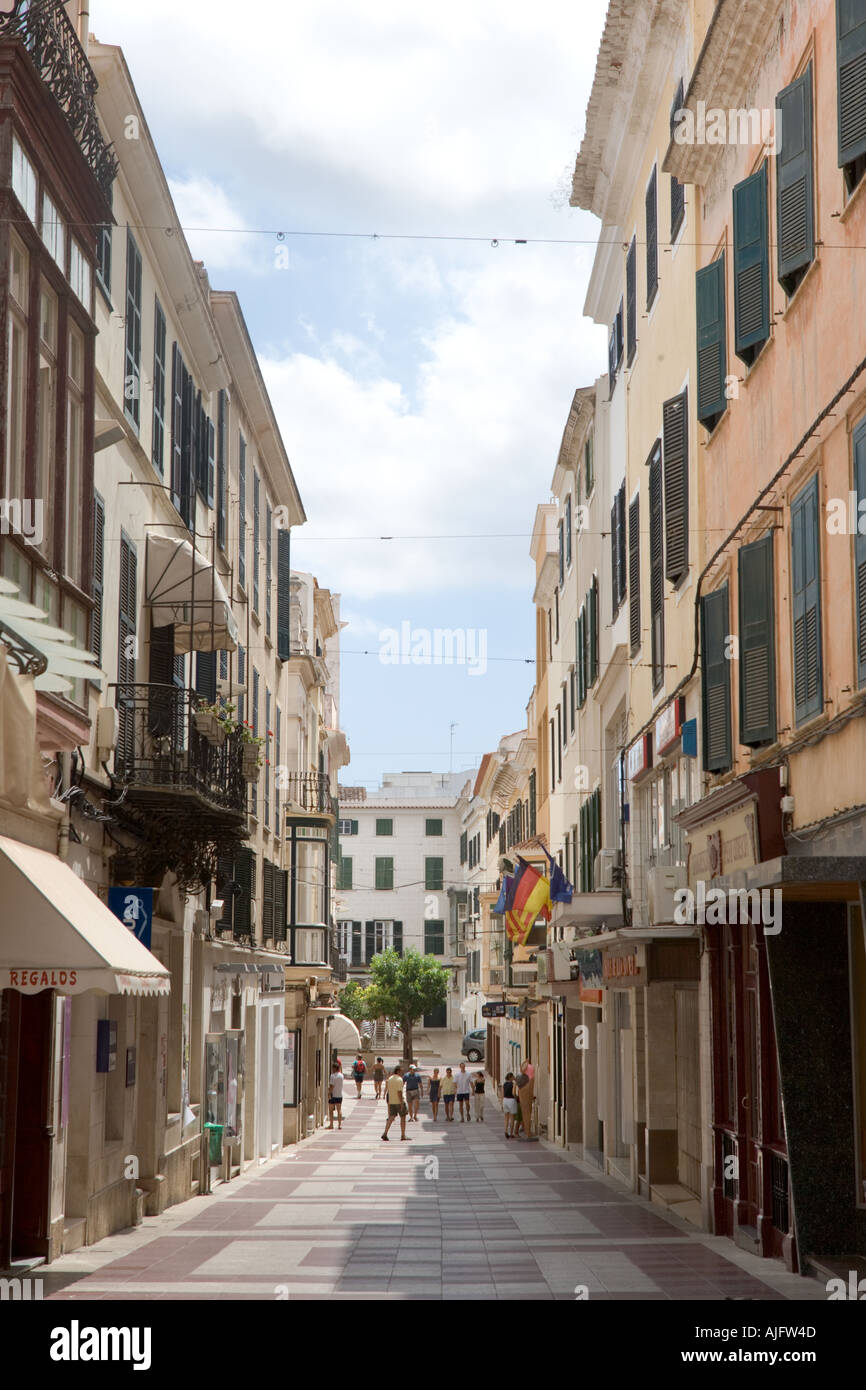 Straße in der Altstadt, Mahon, Menorca, Balearen, Spanien Stockfoto