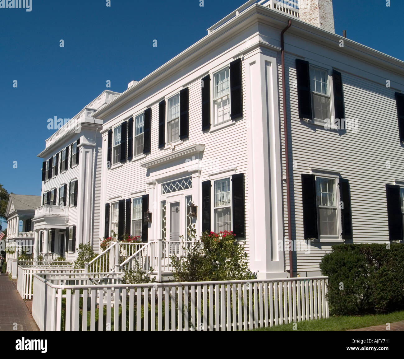 Ein traditionelles weißes Haus in Edgartown, Martha es Vineyard Massachussetts New England USA Stockfoto