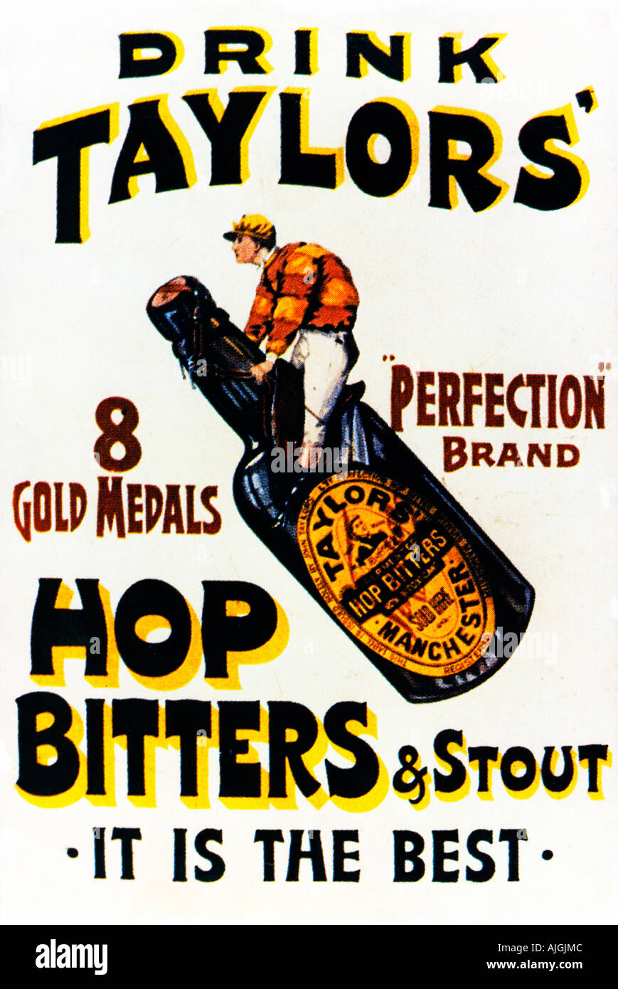 Taylors Hop Bitters, 1920er Jahre Emaille-Schild Werbung abgefüllte Bier aus der Brauerei Manchester von John Taylor Stockfoto