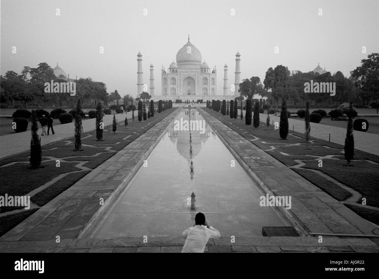 Ein Blick auf das Taj Mahal in Agra, Indien. Stockfoto