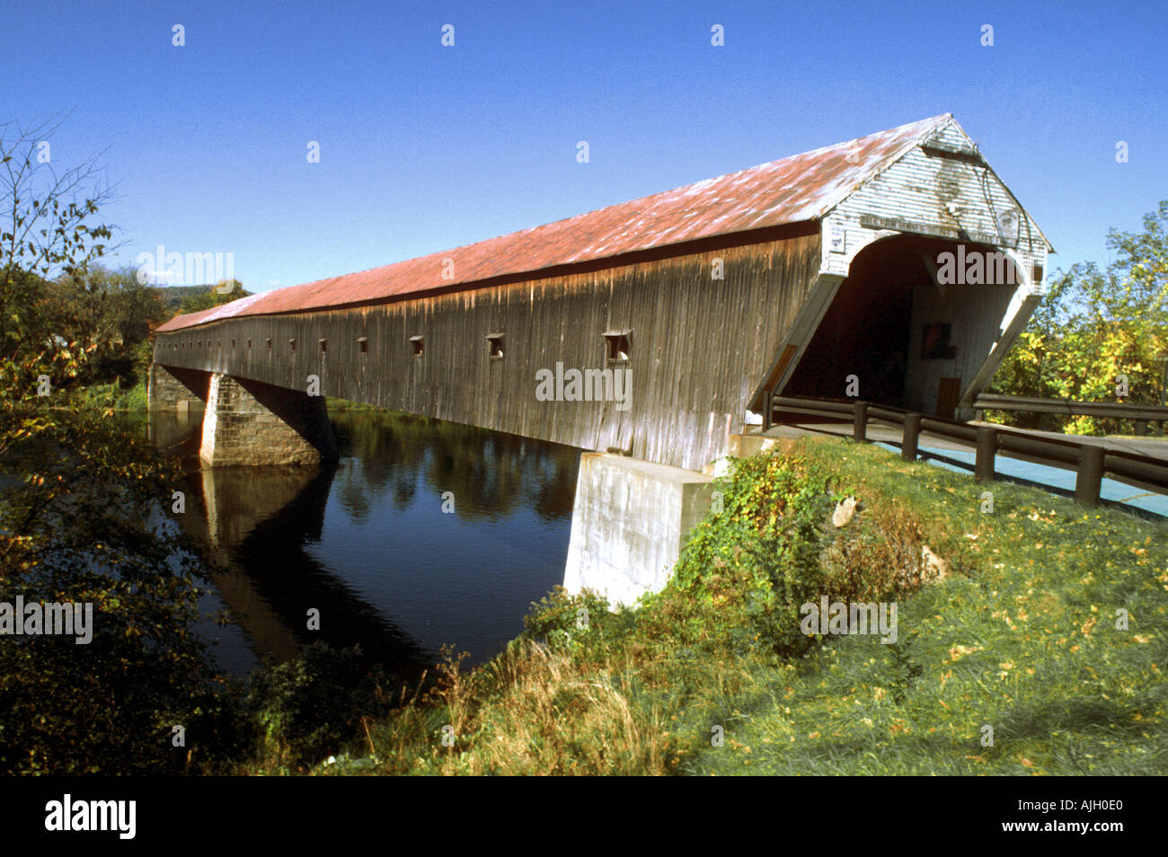 DM Holzbrücke über den Connecticut River verbinden, Vermont und New Hampshire Stockfoto