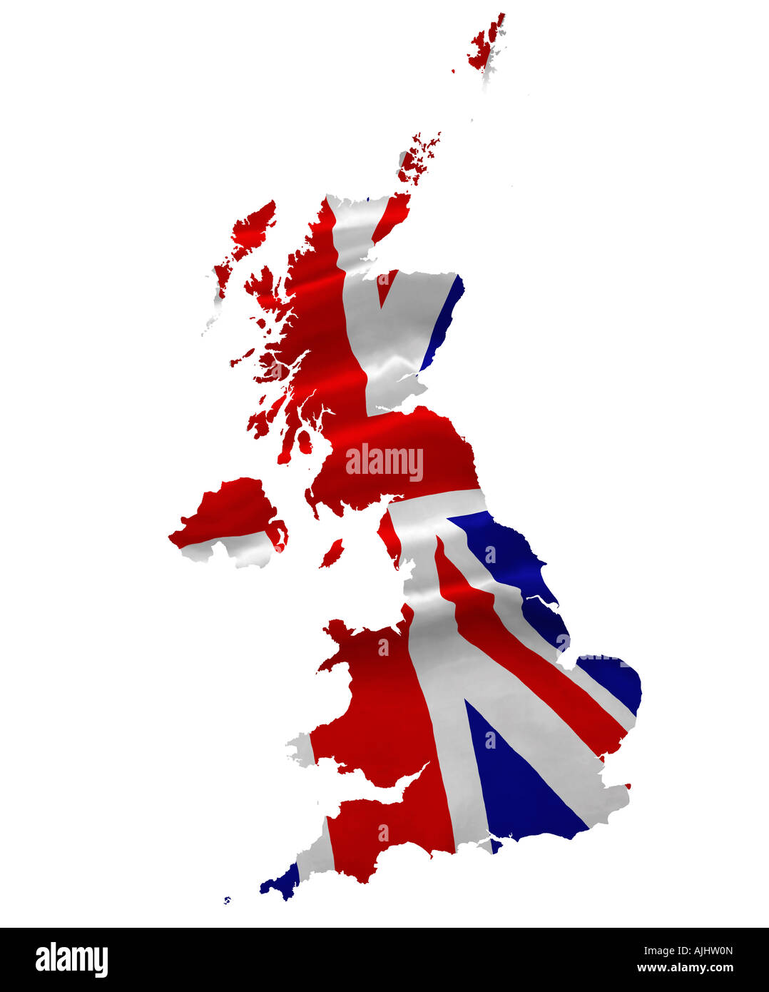 Vereinigtes Königreich-Karte und Union Jack-Flagge-Konzept. Nationalflagge des Vereinigten Königreichs Stockfoto