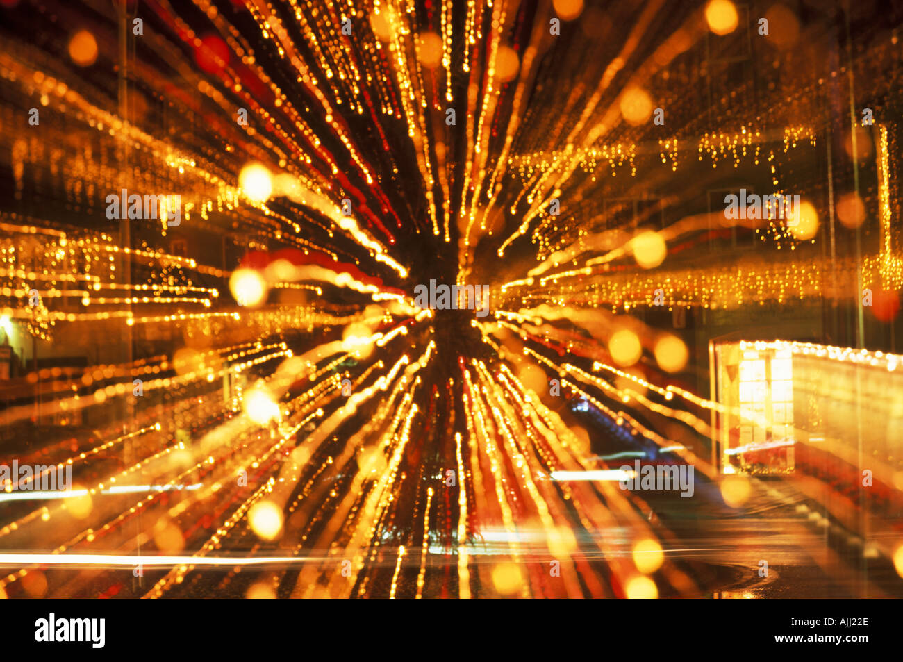 Weihnachtsbaum Lichter Zoom Stockfoto