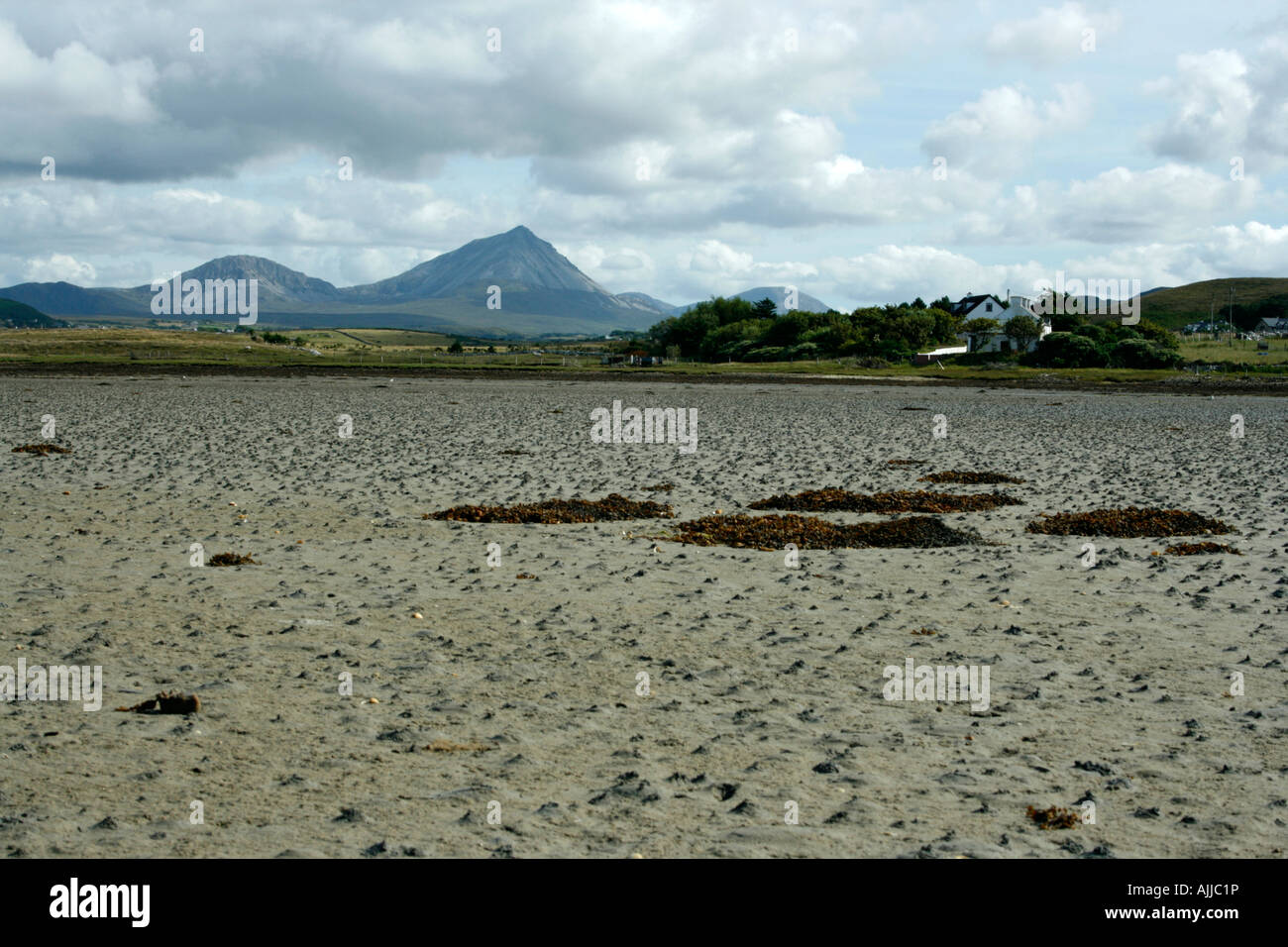 Ebbe mit Blick auf die sieben Schwestern bei Magheroarty spucken Donegal Ireland Stockfoto
