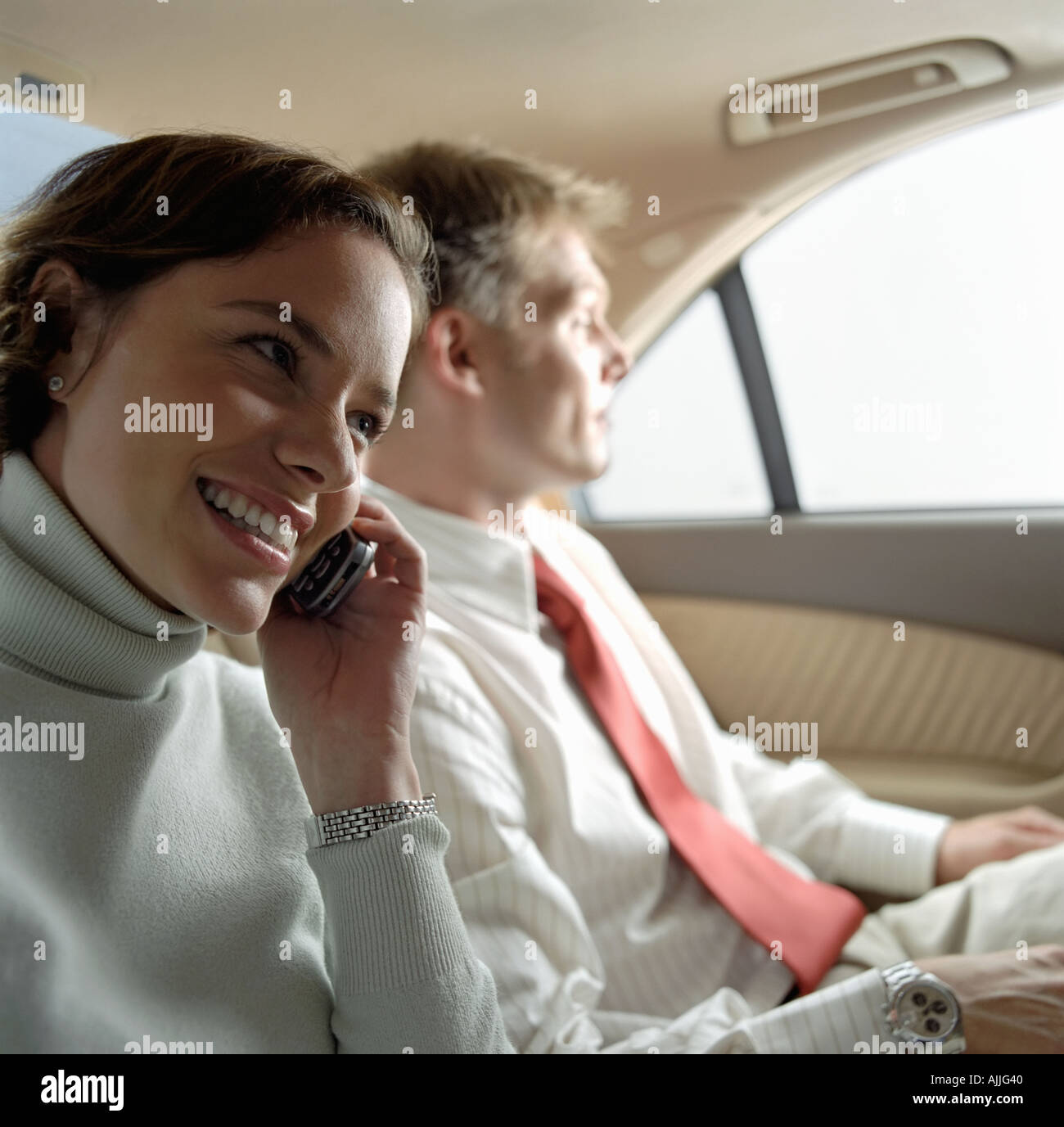 Geschäftsleute in einem taxi Stockfoto