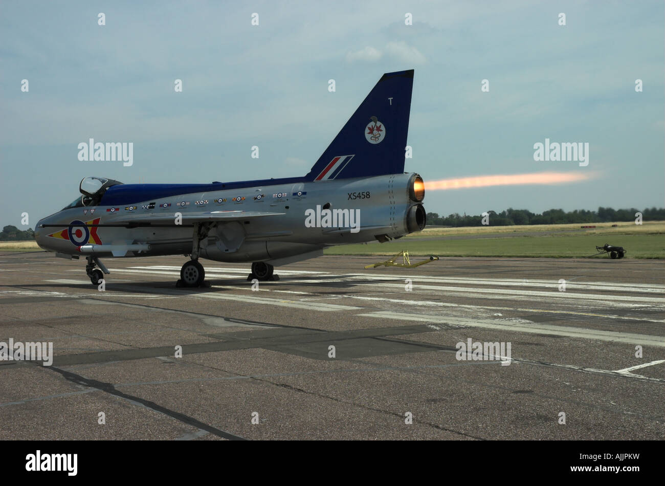 English Electric Lightning T5 Trainer in Aufwärmen (Nachbrennen) Stockfoto