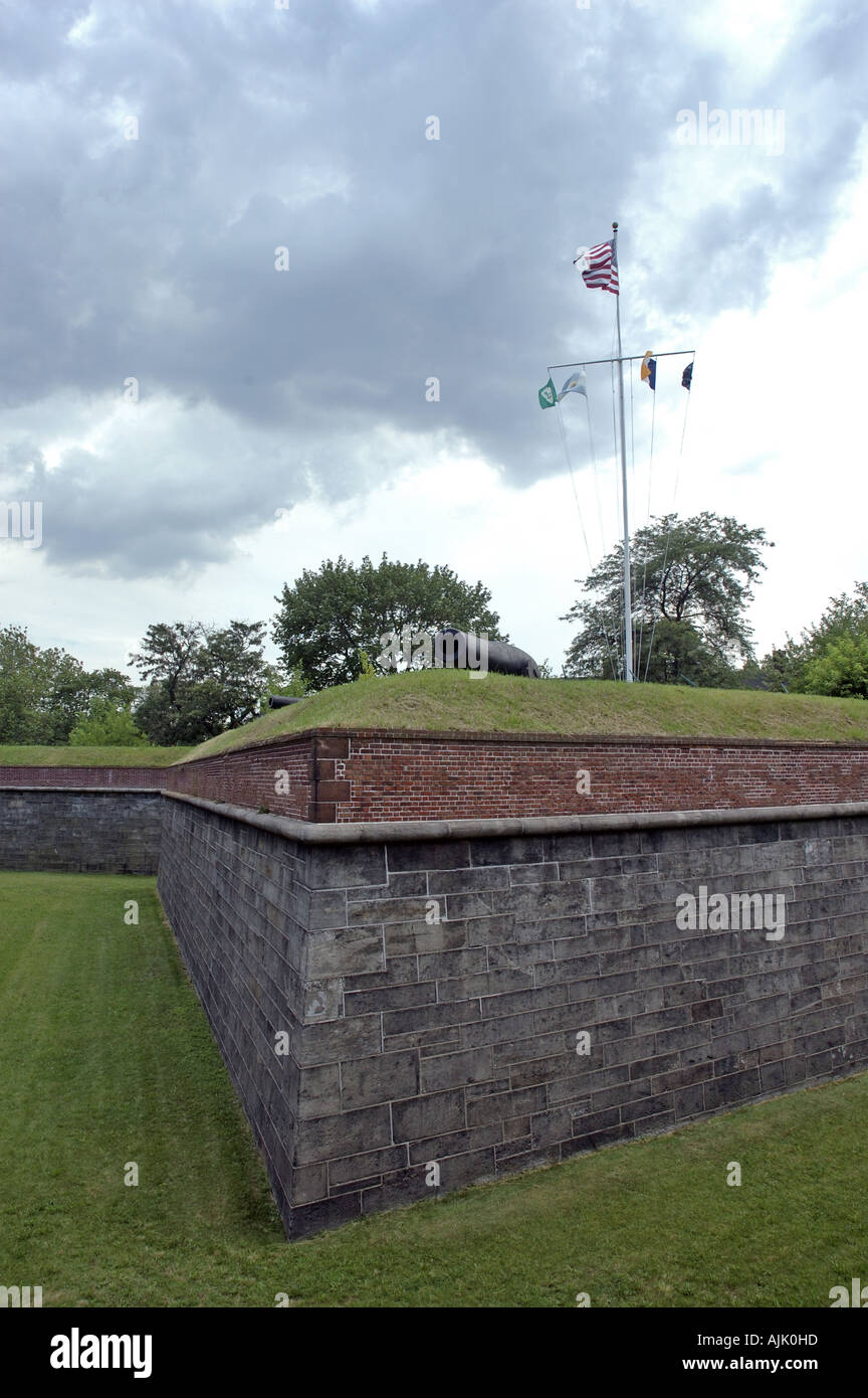 Fort Jay Befestigungsanlagen, Governors Island, New York Stockfoto