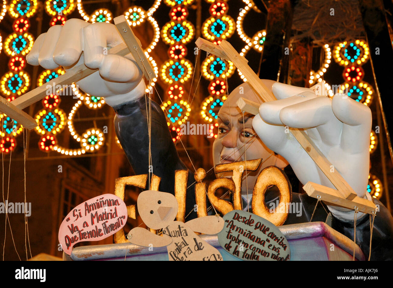 Ninot papier aus Pappmaché Figur "Las Fallas" Fiesta in Valencia, Spanien Stockfoto