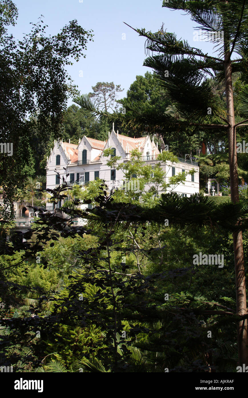 Der Monte Palace im Mittelpunkt der tropischen Gärten am Monte, Madeira Stockfoto