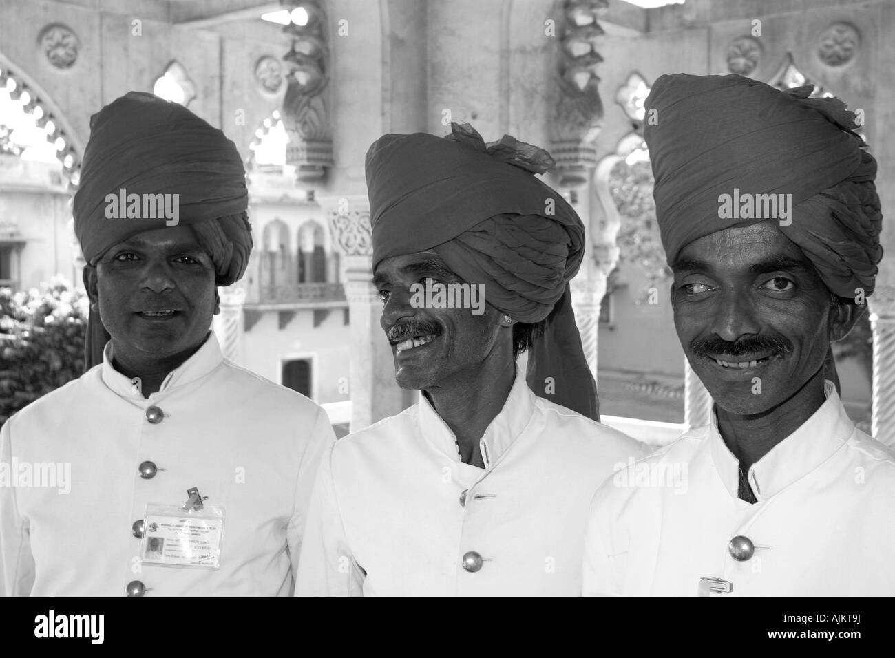 Palastwachen am Stadtschloss, Jaipur, Rajasthan, Indien Stockfoto